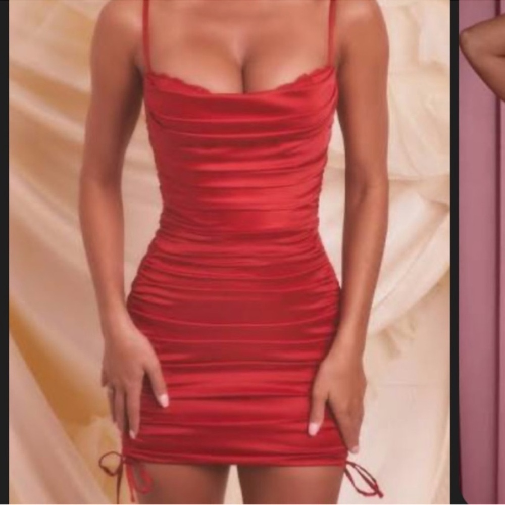 Oh Polly Elegant Red Ruched Dress